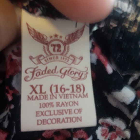 FADED GLORY Rayon Multicolor Top Blouse Size XL - Picture 7 of 8